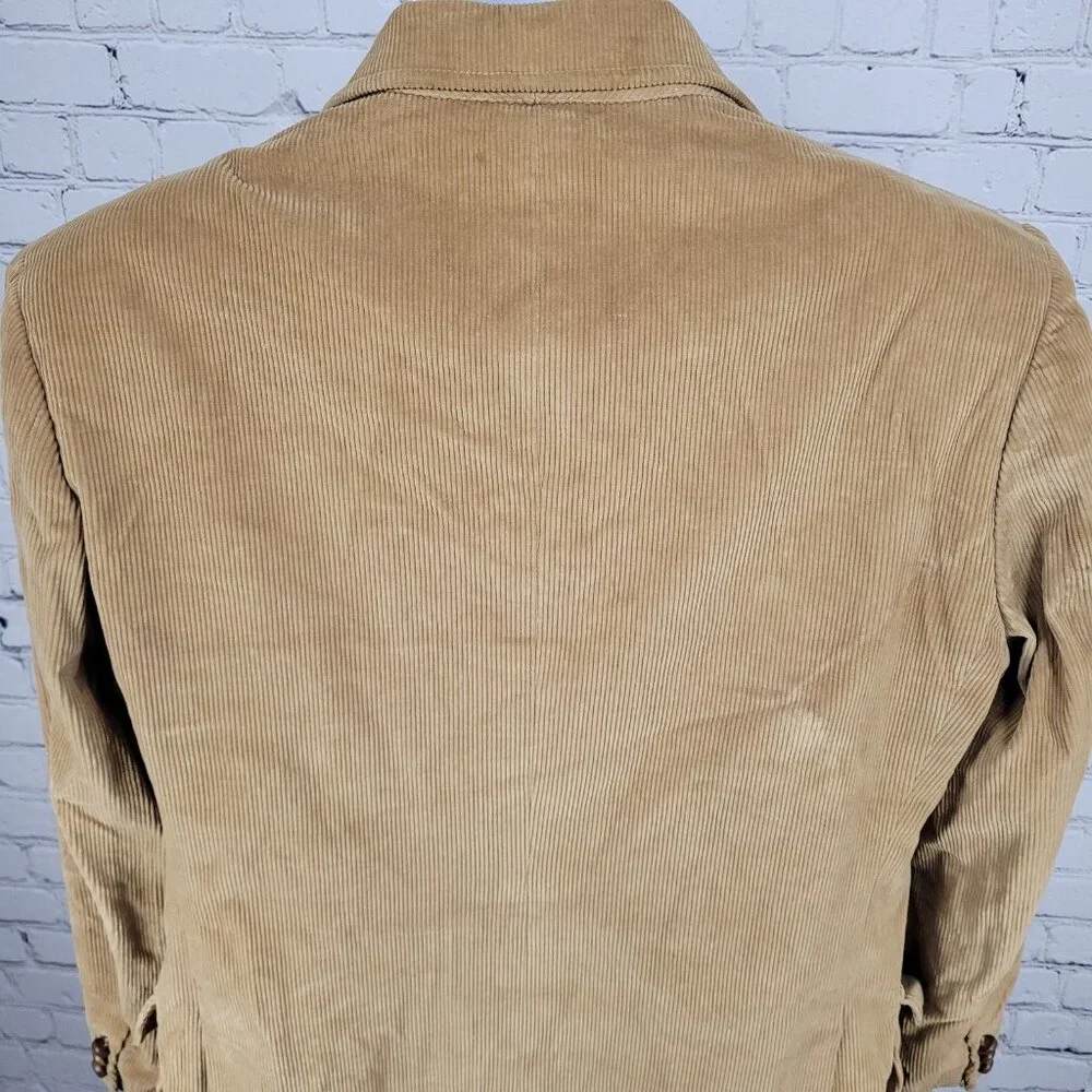 VTG Jordache Tan 100% Cotton Corduroy Double Vented Notch Blazer Jacket Size 42R
